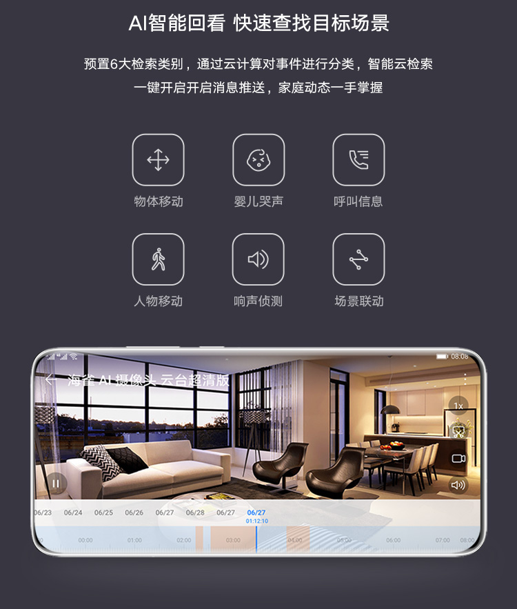 华为智选 海雀智能摄像头 智能家居监控器/无线高清网络摄像头/家用/1080P画质AI智能看护 HQ8s