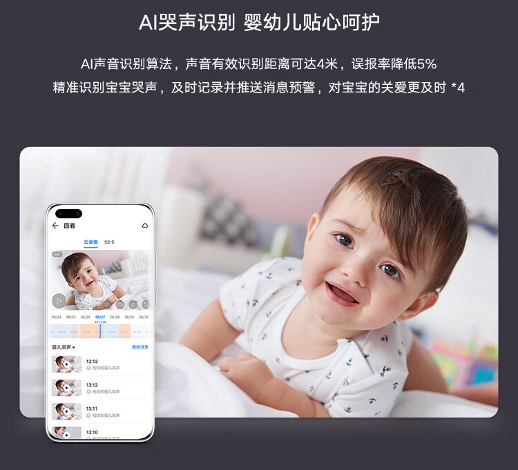 华为智选 海雀智能摄像头 智能家居监控器/无线高清网络摄像头/家用/1080P画质AI智能看护 HQ8s