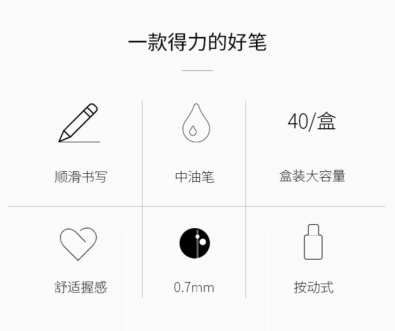 得力（deli） 圆珠笔办公学生文具中油笔 中性笔圆珠笔中和 顺滑好写 40支/盒 黑色 S310  40支装