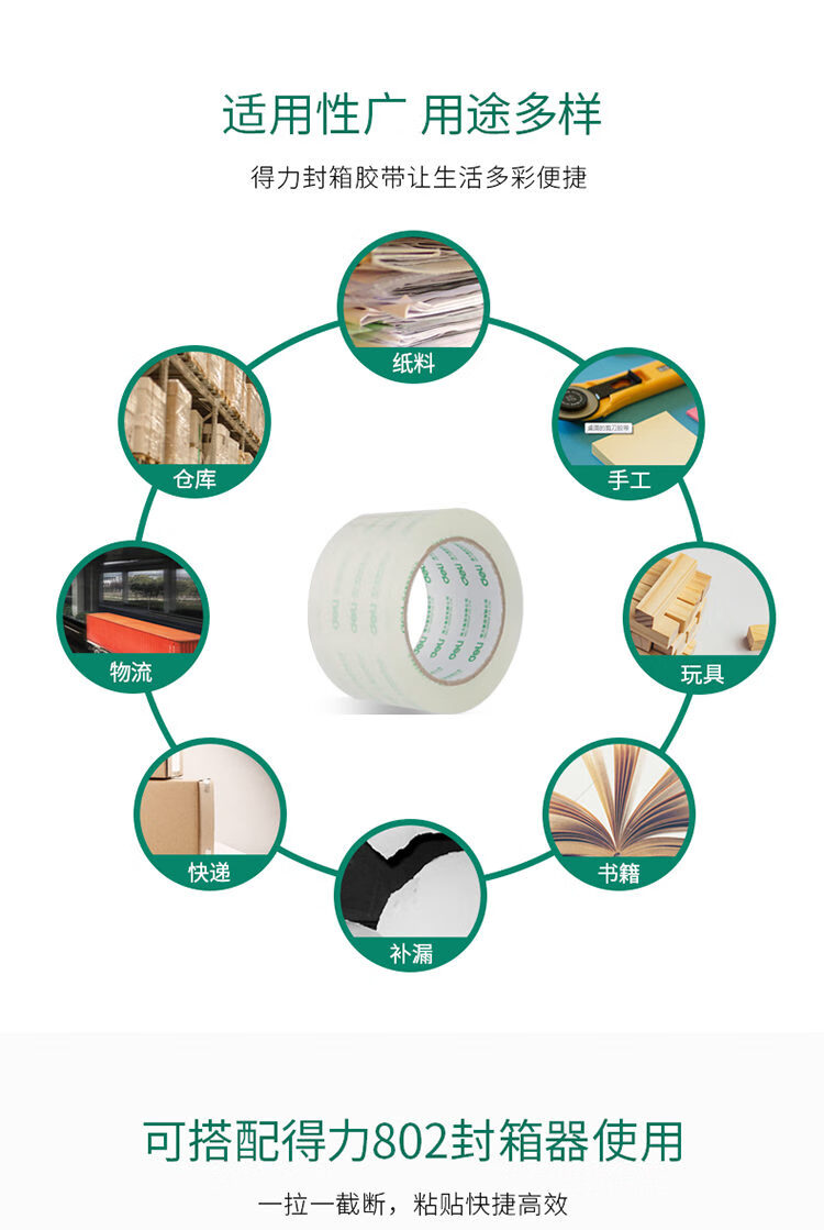 得力（deli）  封箱胶带透明封箱胶带60mm*30y办公用品胶带(6卷/筒) 30320 1筒装