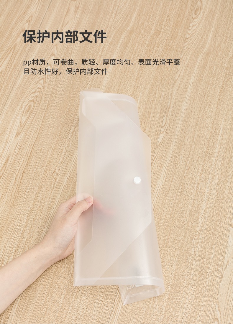 得力（deli）  文件袋透明 丝印办公用品 斜纹按扣袋 A4文件袋 (白) 10个/包5501A 10个装