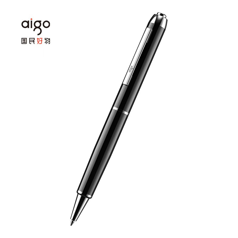 aigo爱国者 笔形录音笔16G R8822专业高清降噪微型便携一键操作 学习培训商务会议采访速记 录音器 黑色