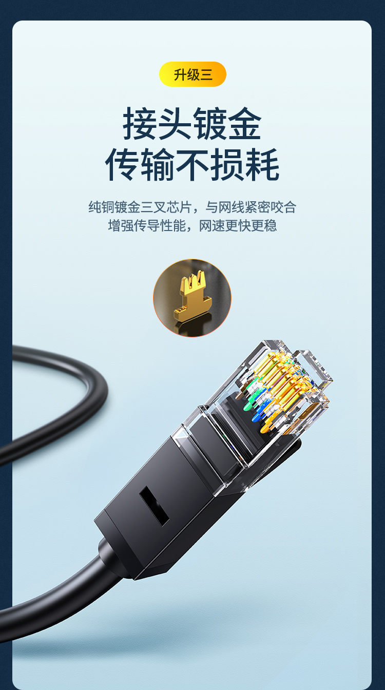 绿联（UGREEN）六类CAT6类网线 工程家用电脑宽带监控非屏蔽8芯双绞成品跳线 2米 红色 80830 3根装