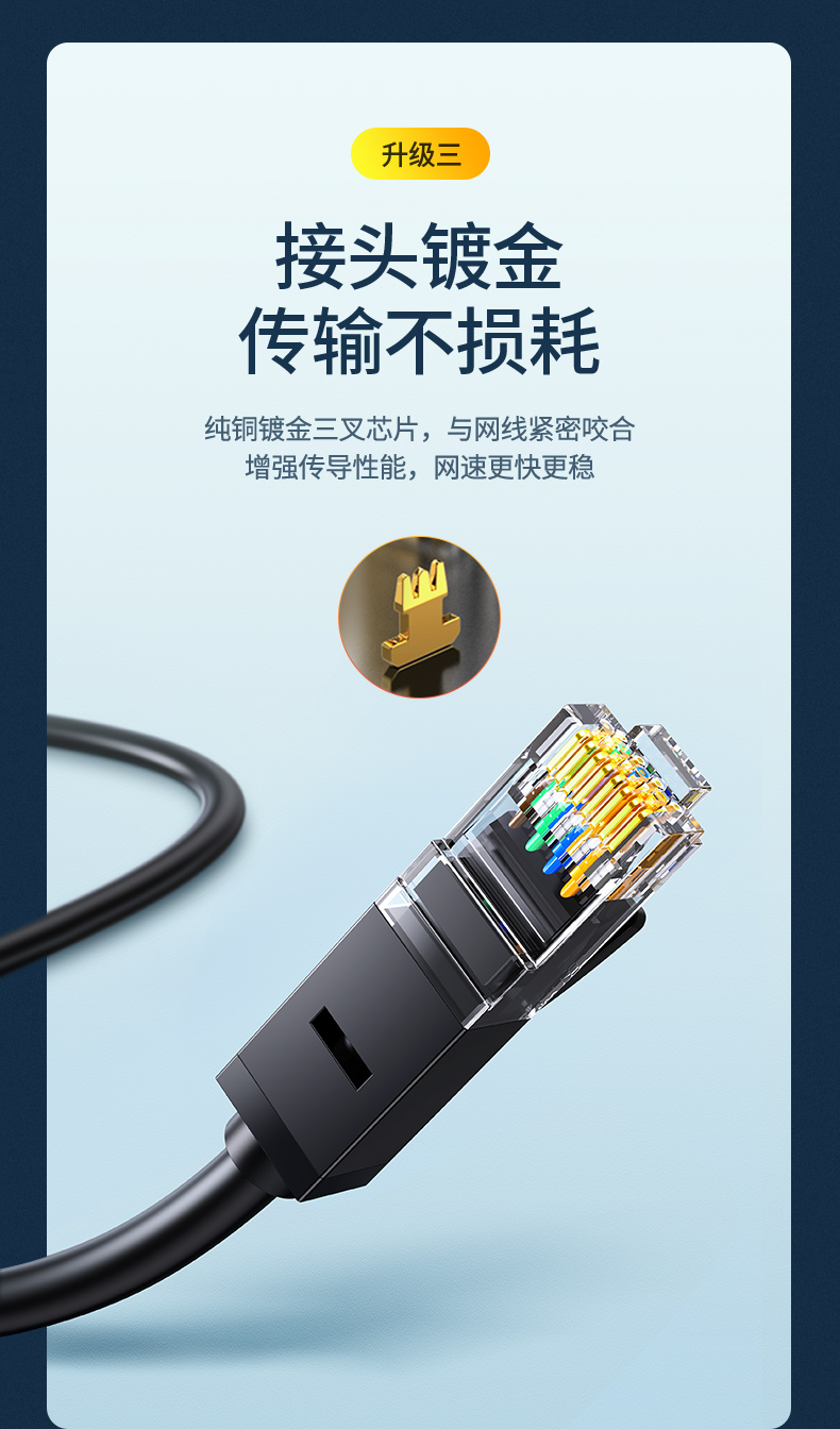绿联 六类CAT网线 千兆网络连接线 工程家用电脑宽带监控非屏蔽8芯双绞成品跳线 黑 10米 20164