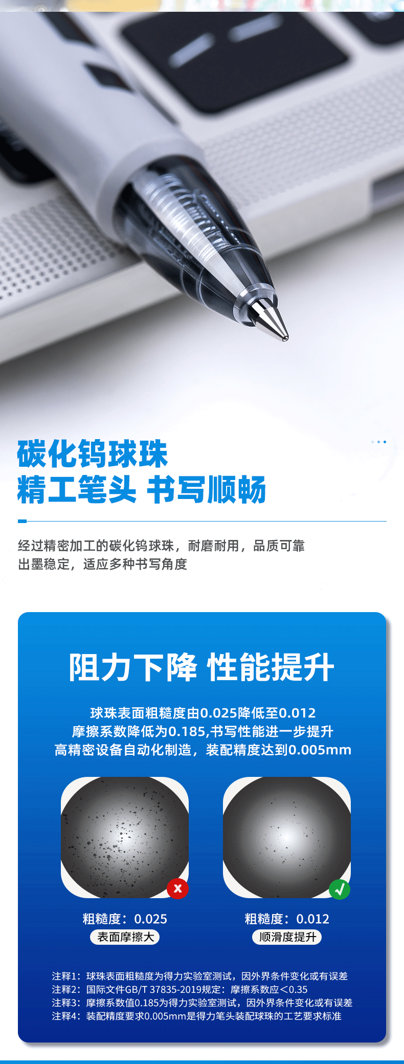 得力（deli）中性笔学生文具0.5mm子弹头签字笔臻顺滑按动办公中性笔（黑）S08  12支装