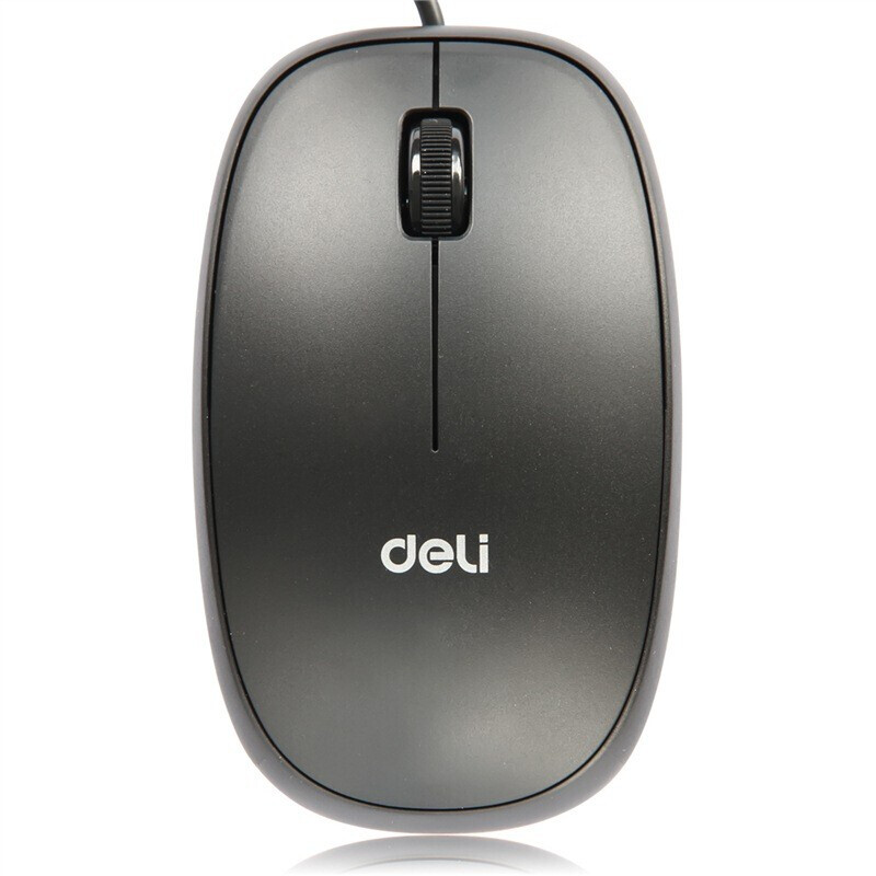 得力（deli）鼠标笔记本鼠标办公用品有线USB鼠标实用便捷 3715（黑）1只装