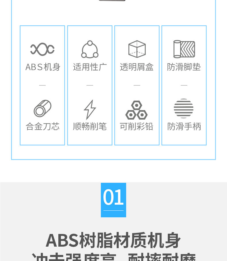 得力（deli）削笔器学生文具转笔刀手摇削笔机办公文具转笔刀（黑）0610B  1个装