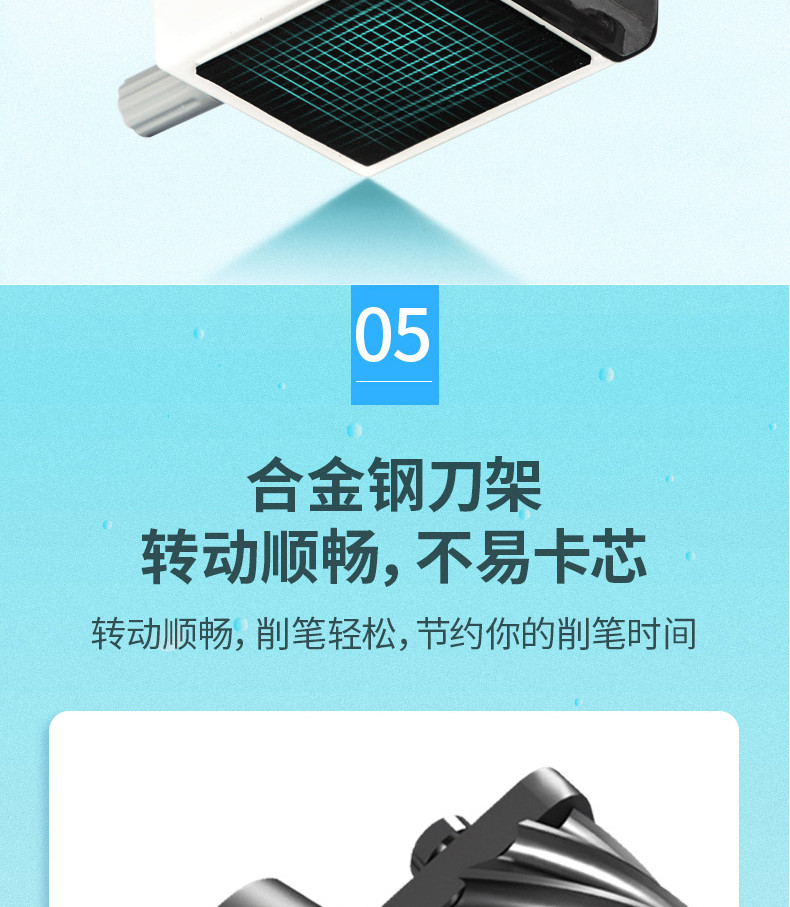 得力（deli）削笔器学生文具转笔刀手摇削笔机办公文具转笔刀（黑）0610B  1个装
