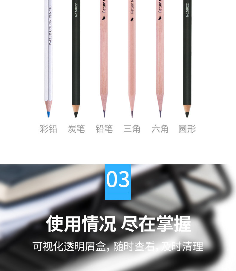 得力（deli）削笔器学生文具转笔刀手摇削笔机办公文具转笔刀（黑）0610B  1个装