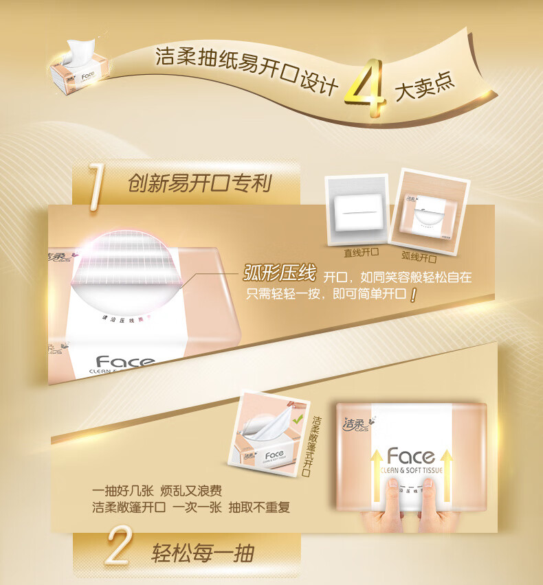 洁柔抽纸 粉Face 柔韧3层120抽面巾纸*18包(无香M号纸巾 面子系列可湿水 婴儿用纸) 整箱销售