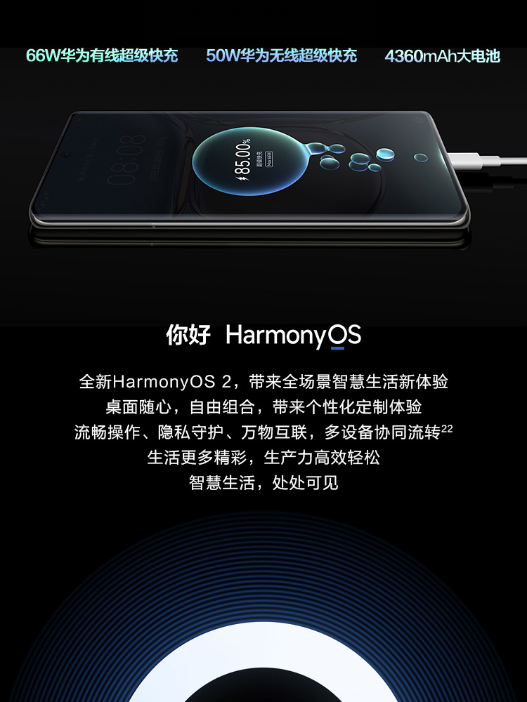 华为 P50 Pro 骁龙888 4G全网通 原色双影像单元 万象双环设计 HarmonyOS 2 8GB+256GB曜金黑 华为手机