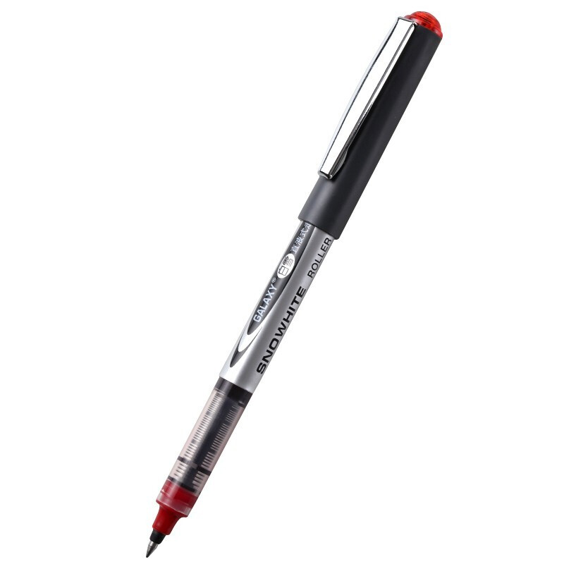 白雪(snowhite)PVR-155直液式走珠笔子弹型中性笔签字笔 红色 0.38mm12支/盒