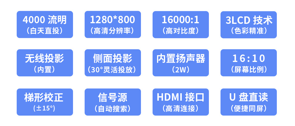 爱普生（EPSON）CB-W52 投影机 投影仪 高清家用 办公会议培训商务教育教学 4000流明 便携投影机