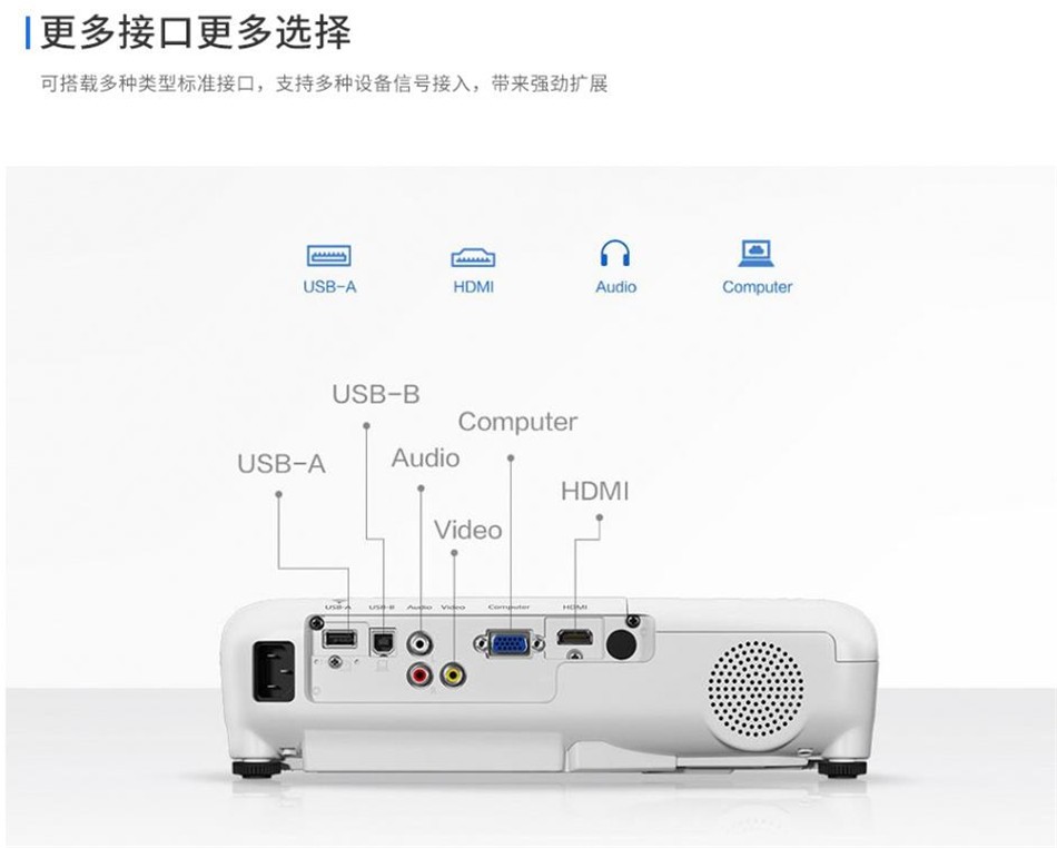 爱普生 EPSON CB-W06投影仪 商务办公投影机 高清宽屏 3700ANSI流明+免费远程指导 官配