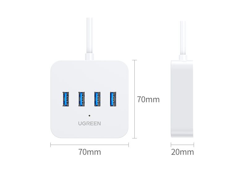 绿联USB3.0分线器 高速4口拓展坞 USB集线器HUB扩展坞 笔记本电脑一拖四多接口转换器转接头延长线1.5米30221