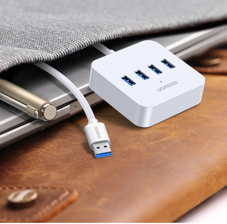 绿联USB3.0分线器 高速4口拓展坞 USB集线器HUB扩展坞 笔记本电脑一拖四多接口转换器转接头延长线1.5米30221