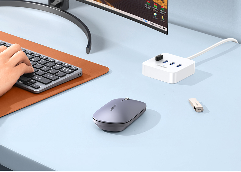 绿联USB3.0分线器 高速4口拓展坞 USB集线器HUB扩展坞 笔记本电脑一拖四多接口转换器转接头延长线1.5米30221