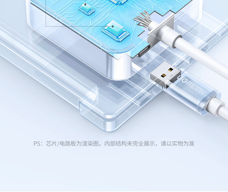 绿联USB3.0分线器 高速4口拓展坞 USB集线器HUB扩展坞 笔记本电脑一拖四多接口转换器转接头延长线1.5米30221