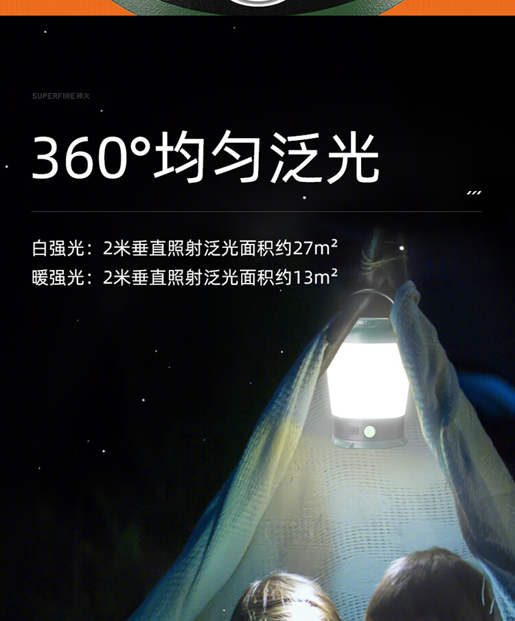 神火（supfire）营地灯露营LED可充电多功能便携挂灯钓鱼灯应急灯T31