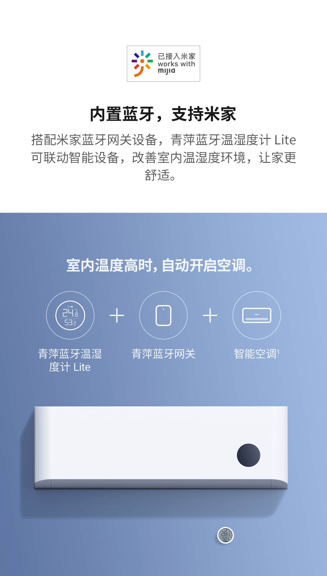 青萍（Qingping）蓝牙温湿度计 Lite 家用室内高精度湿温度表 婴幼儿房 磁吸墙贴 大屏 长续航