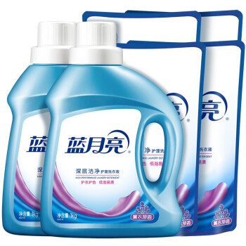 蓝月亮 薰衣草香洗衣液2瓶4袋套装 洁净1kg*2瓶+500g*4袋装