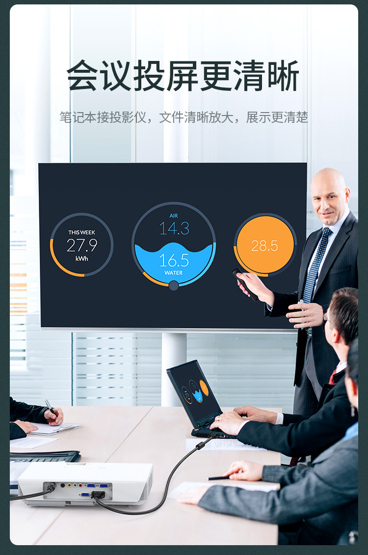 绿联（UGREEN）工程级VGA线 笔记本电脑连接电视显示器投影仪高清视频转接线延长线 vga3+9铜芯 1.5米 11630