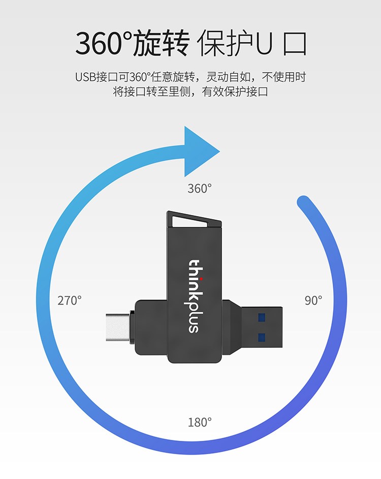 联想（Thinkplus）MU251 USB金属闪存盘 即插即用U盘 手机平板电脑优盘 闪存盘 64G