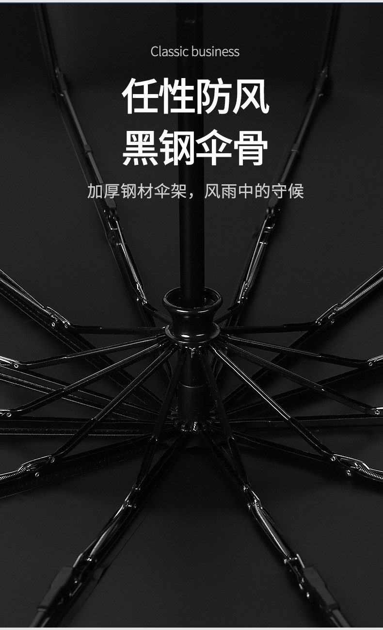 三极户外(Tri-polar)TP7033全自动雨伞折叠男女开收大号十二骨双层黑胶晴雨两用伞三折伞星空黑碰击布60*12k