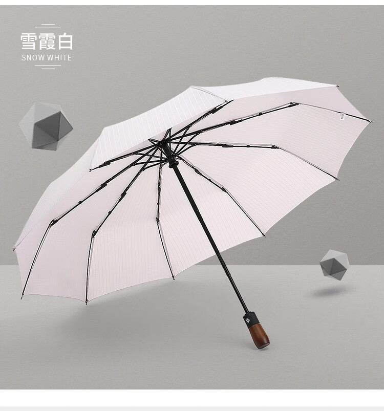 三极户外(Tri-polar)TP7028商务条纹折叠雨伞全自动晴雨两用伞三折伞学生加大十骨抗风黑色62*10k
