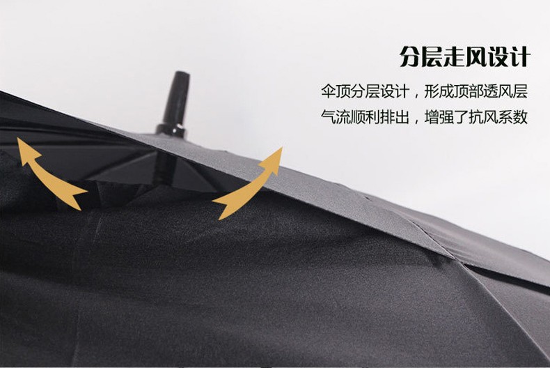 三极户外(Tri-polar)TP7003全自动双层直柄伞双人加固抗风黑色直柄防风商务男雨伞黑色30寸
