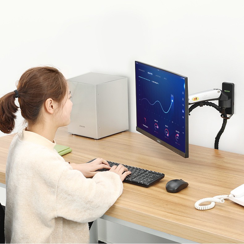 NB F120 壁挂旋转伸缩升降工业通用显示器挂架电脑显示器支架 黑色
