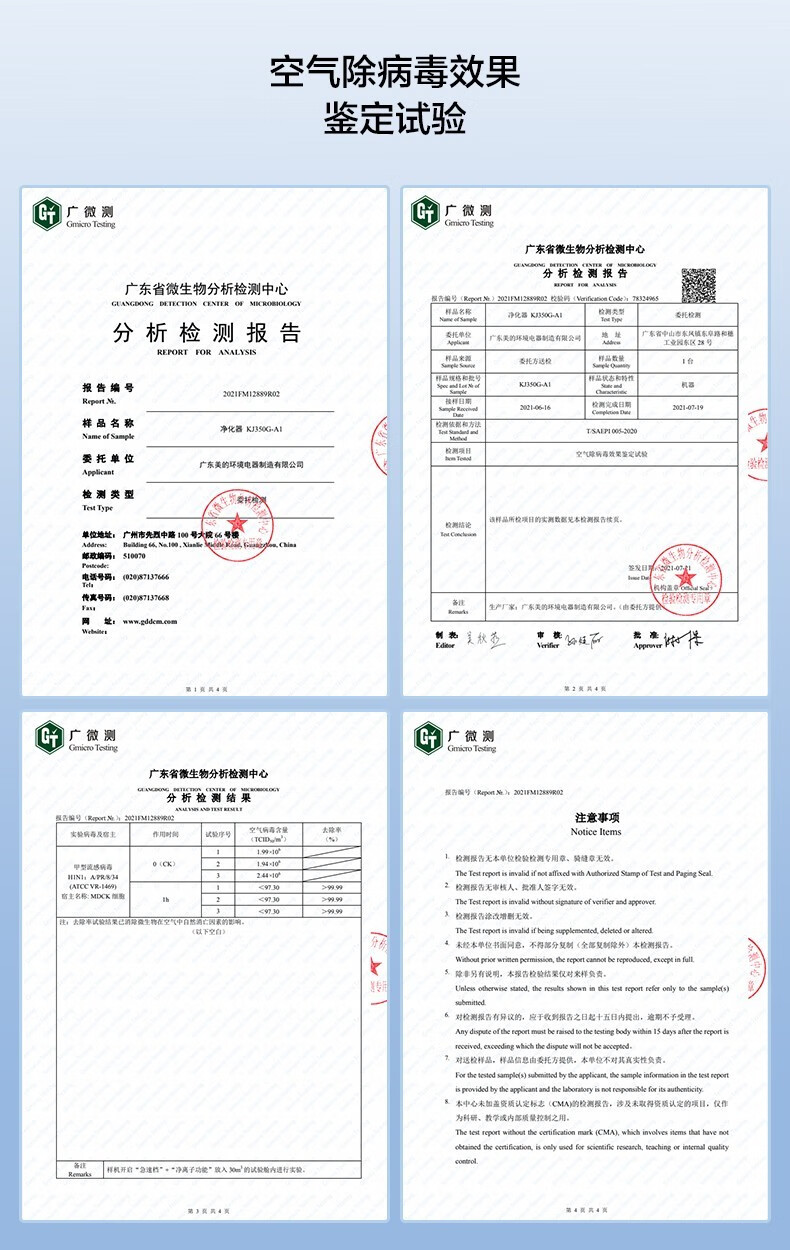 美的（Midea）空气净化器除烟味家用除灰尘空气消毒机除雾霾粉尘KJ350G-A1极地白