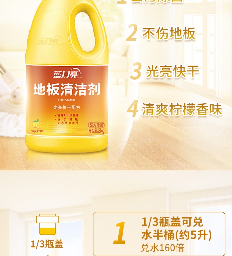 蓝月亮泡沫洗手液225g*2+地板除菌2kg+84消毒液1.2kg