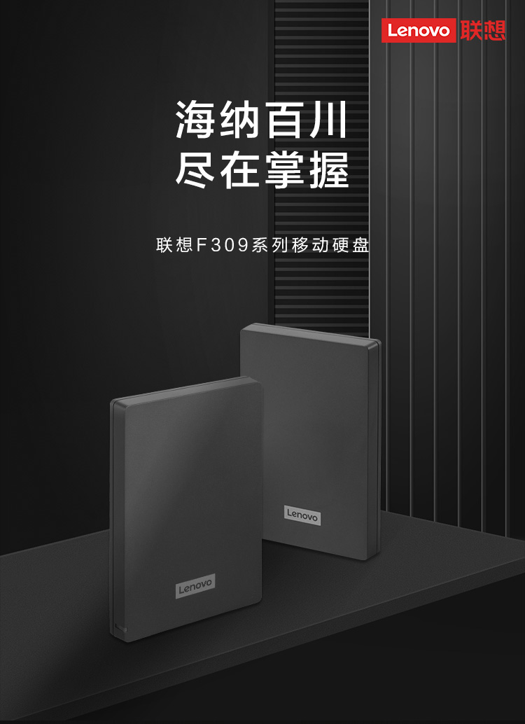 联想（Thinkplus）F309 1T移动硬盘usb3.0 高速移动硬盘1TB多系统兼容 灰色 1T