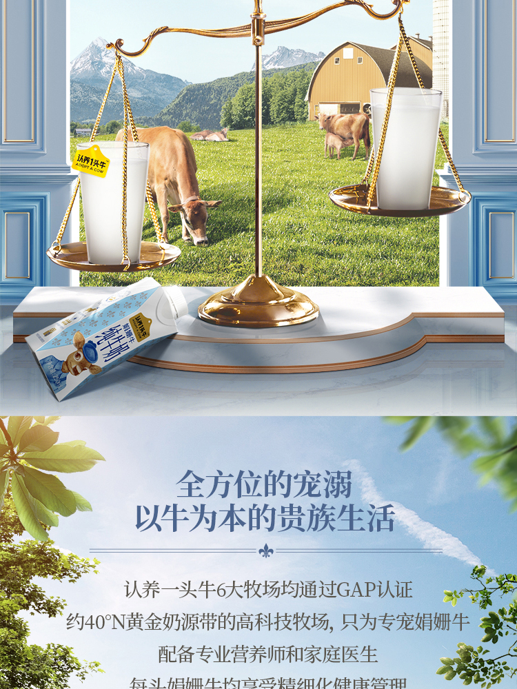 认养一头牛珍稀娟姗牛3.8g蛋白纯牛奶250ml * 10盒