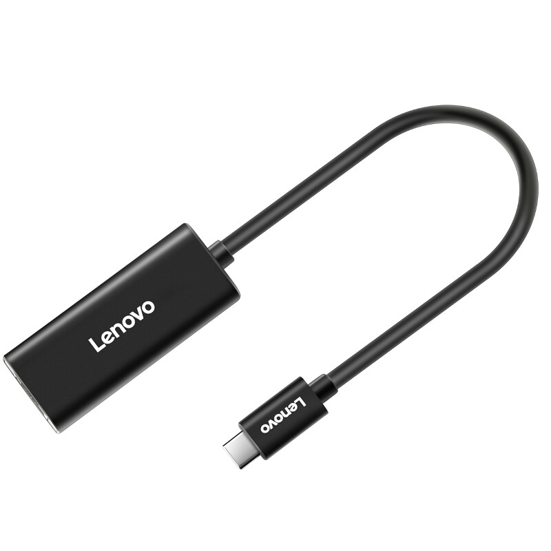 联想（Lenovo） Type-C转RJ45千兆有线网卡 笔记本网线接口转换器 USB-C转接线网口 LX0804 黑色 1个