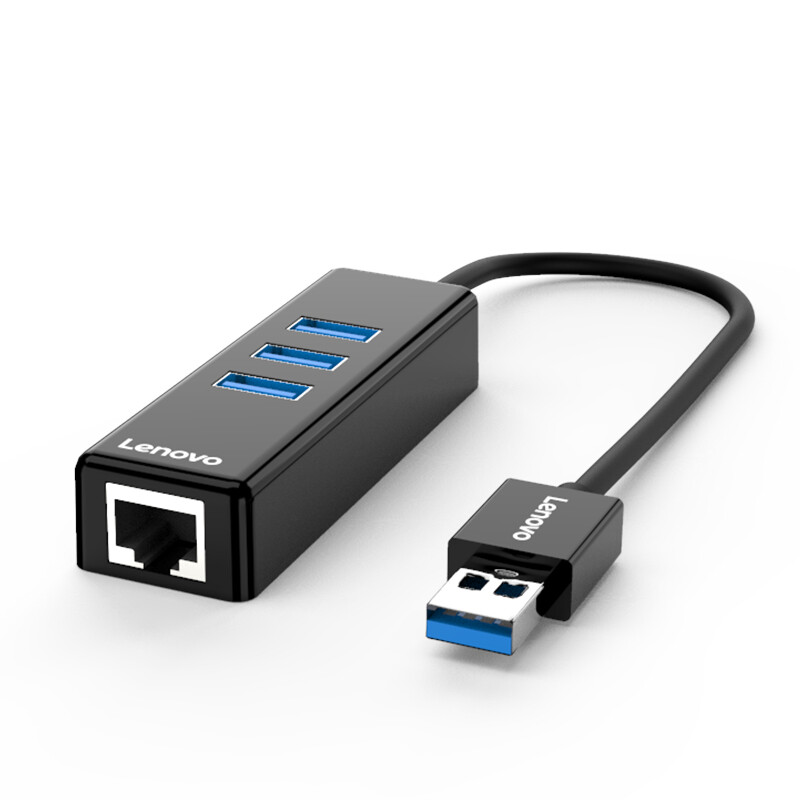 联想（Lenovo）USB-A集线器 RJ45网线网卡转换器笔记本电脑扩展坞 转百兆有线网口分线器A625 黑色 1个