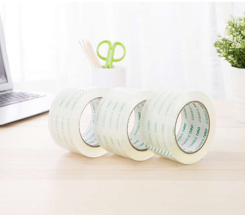 得力(deli) 胶带高透明封箱胶带打包胶带60mm*100y(91.4m/卷) 6卷/筒办公用品 1筒装 30325