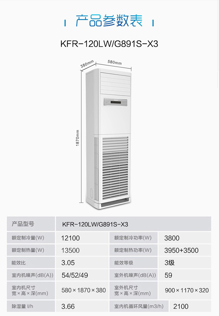 海信（Hisense）商用空调办公室超市饭店冷暖柜机空调 KFR-120LW/G891S-X3