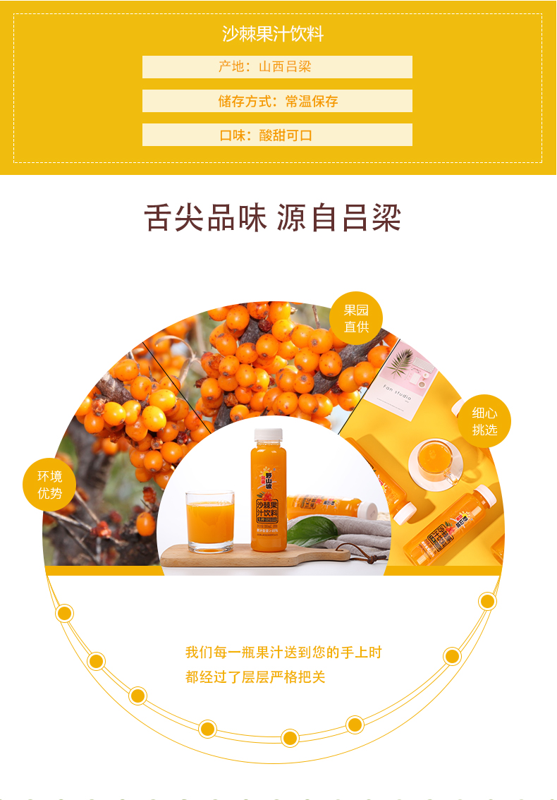 吕梁野山坡沙棘汁礼盒装（40%果汁含量）300ml*12瓶