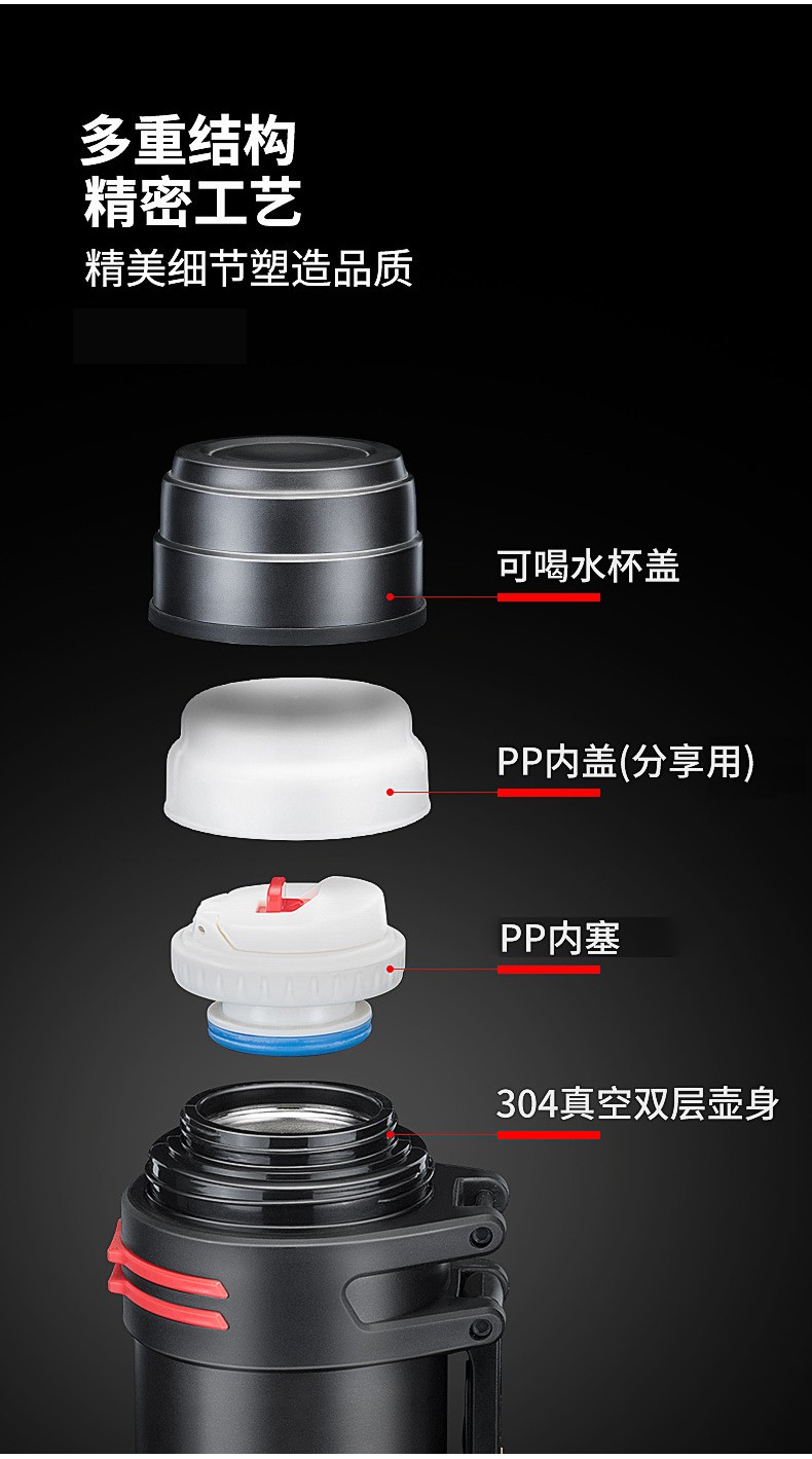 三极户外（Tri-polar）TP3622 户外车载旅行壶大容量真空保温壶304不锈钢保温杯5L睿智黑