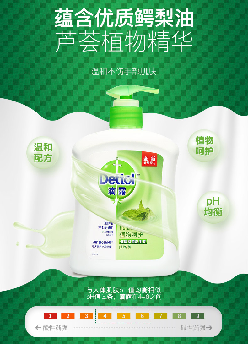 滴露健康洗手液植物呵护450g+自然清新450g