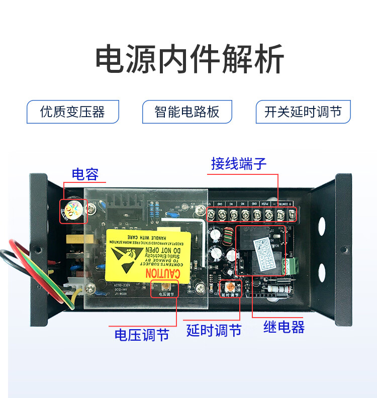 真地（Realand）门禁电源12V5A人脸门禁一体机专用电源楼宇门锁电源控制器 D06
