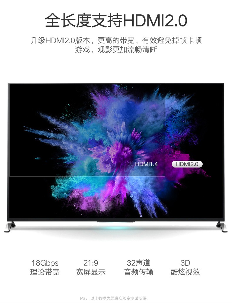 绿联 HD131高清2.0版4K电脑电视连接数据线转换线 深空灰-HD2.0版 10米 50112
