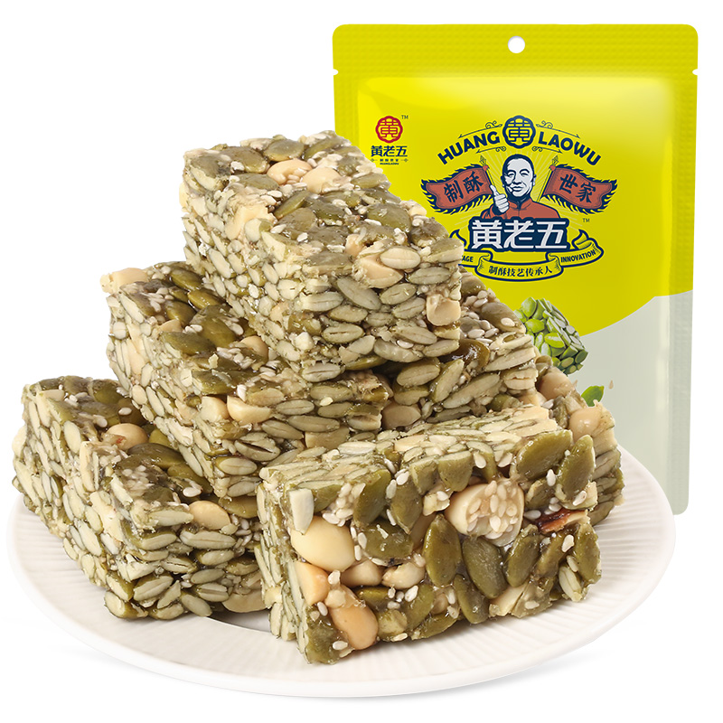 黄老五休闲食品小零食南瓜仁酥208g