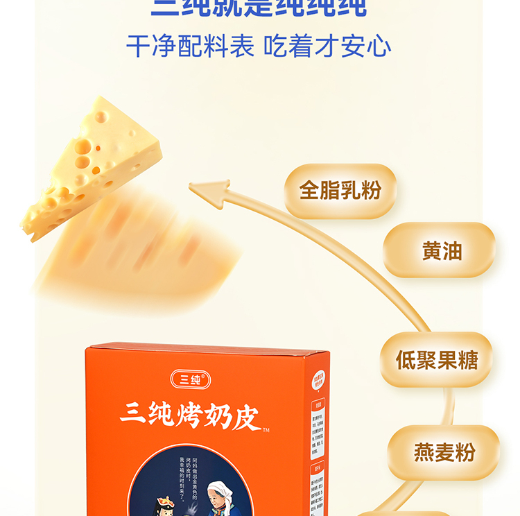 三纯烤奶皮子零食奶皮酥网红小吃健康休闲食品年货礼盒内蒙古特产 54g/盒