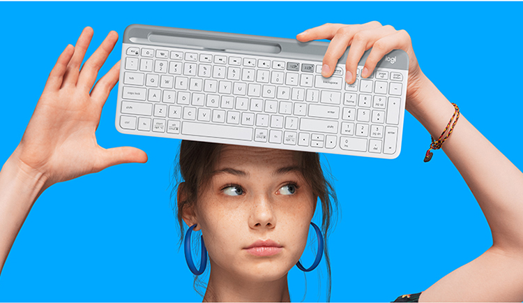 罗技（Logitech）K580 键盘 蓝牙键盘 办公键盘 便携超薄键盘 笔记本键盘 平板键盘 芍药白
