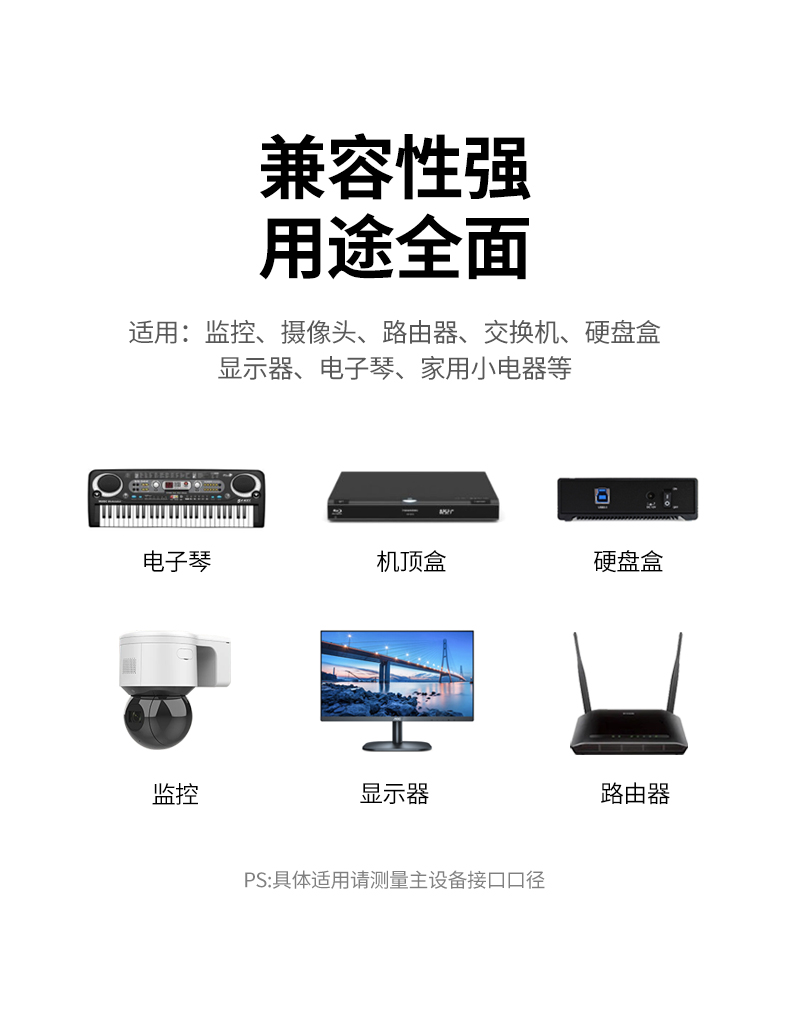 绿联（UGREEN）12V3A电源适配器 DC多功能充电器 显示器电源线  黑 CD265 40250