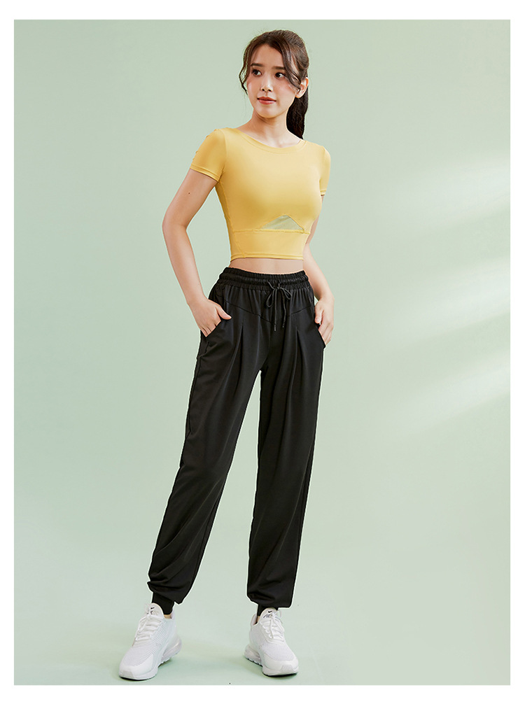 范斯蒂克（vansydical） 瑜伽服梭织长裤春夏运动女宽松高腰收腹跑步收口束脚显瘦健身裤女 深蓝色 M
