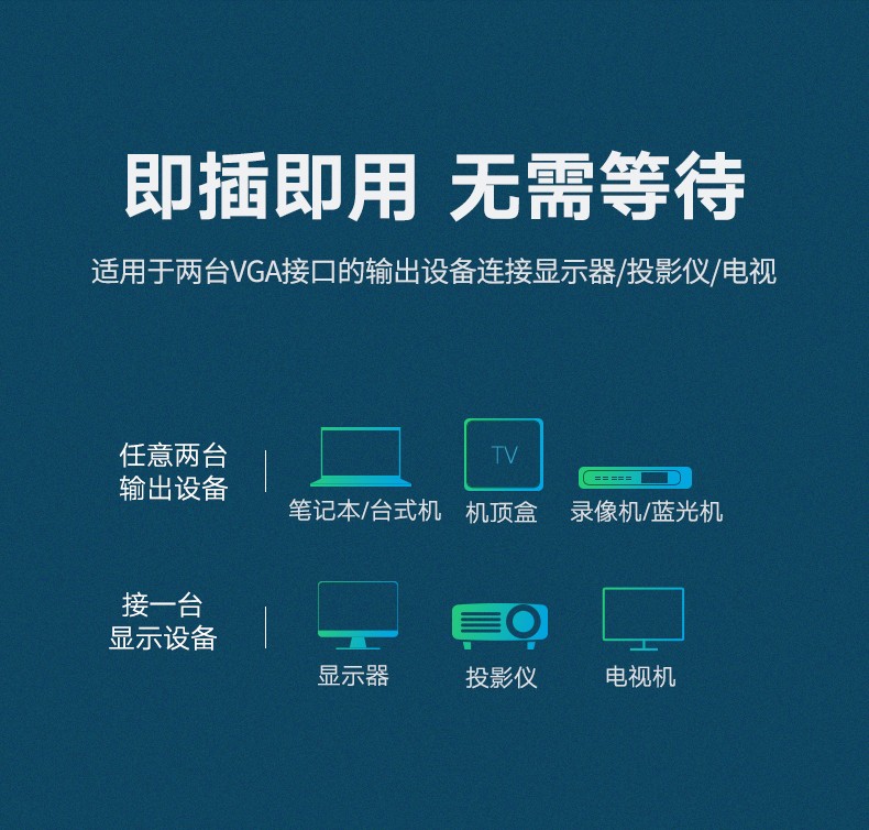 绿联（UGREEN）VGA切换器2进1出 电脑视频切屏器二进一出分配器  接显示器VGA口共享屏幕 2进1出 30711